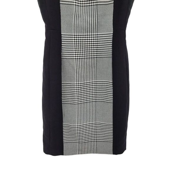 Vintage 90's H&M Dress Sleeveless Sheath Slimming Academia Gothic Plaid Black 4 - Picture 7 of 13